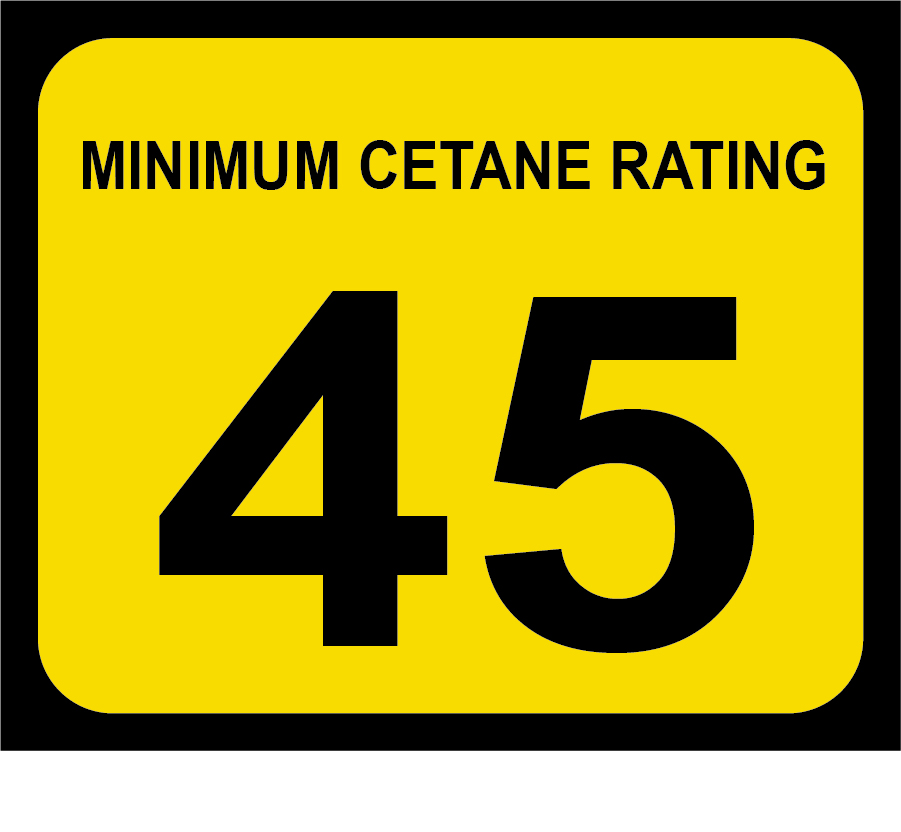 D-20-45 Octane & Cetane Rating Decal - MINIMUM CETANE...