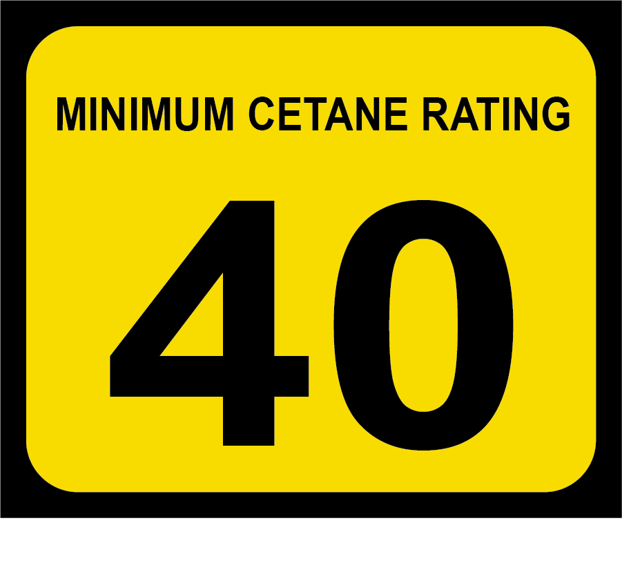 D-20-40 Octane & Cetane Rating Decal - MINIMUM CETANE...