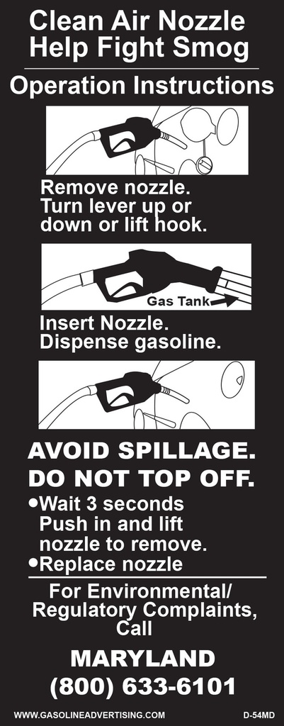 D-54-MD - 2.5" W x 6.5" H - Nozzle Operation Decal