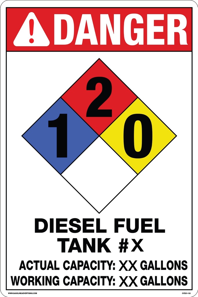 CVD21-132 - 16"W X 24"H - DIESEL FUEL TANK #5 DECAL