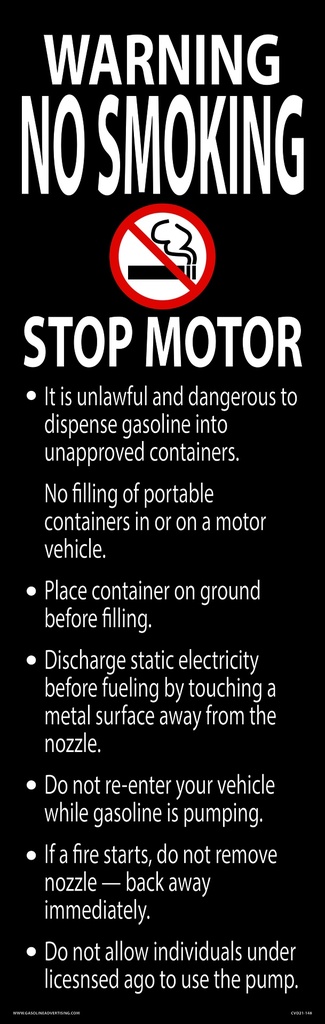 CVD21-148 - 6.5"W X 20.5"H - NO SMOKING DECAL