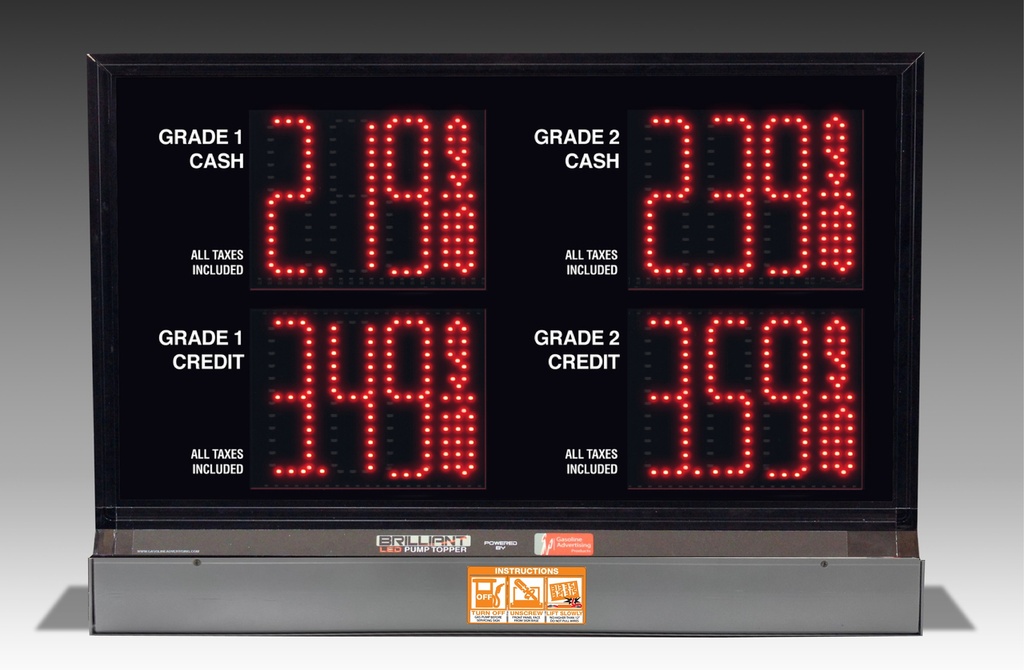 2 GRADES XL240 SERIES 2 LEVELS PUMP TOP LED FUEL PRICE SIGN WITH 4.75" LED DIGITS