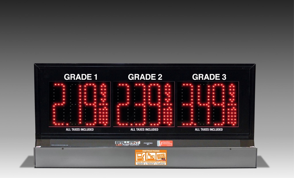 3 GRADES XL300 SERIES PUMP TOP FUEL PRICE SIGN WITH 4.75" LED DIGITS