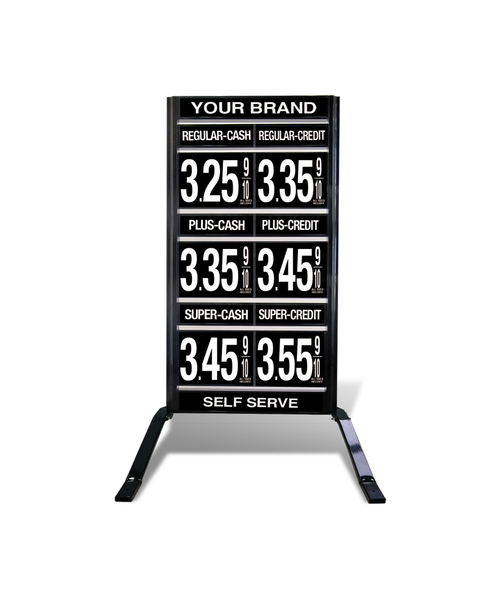 3 GRADES VXS320 SERIES CASH/CREDIT FUEL PRICE SIGN WITH 12" FLIP DIGITS VERSA DISPLAY - FREESTANDING - CURB STAND - MONUMENT STYLE