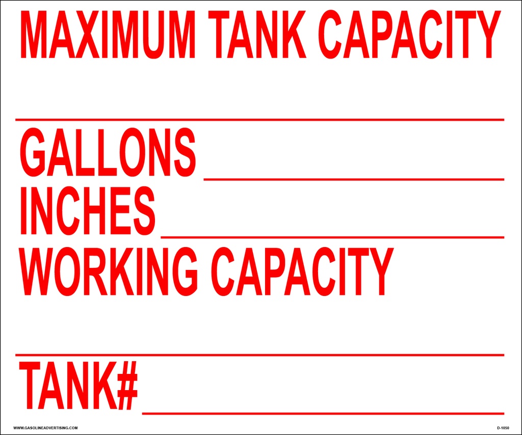 D-1050 AST Decals "MAXIMUM..TANK" R/W