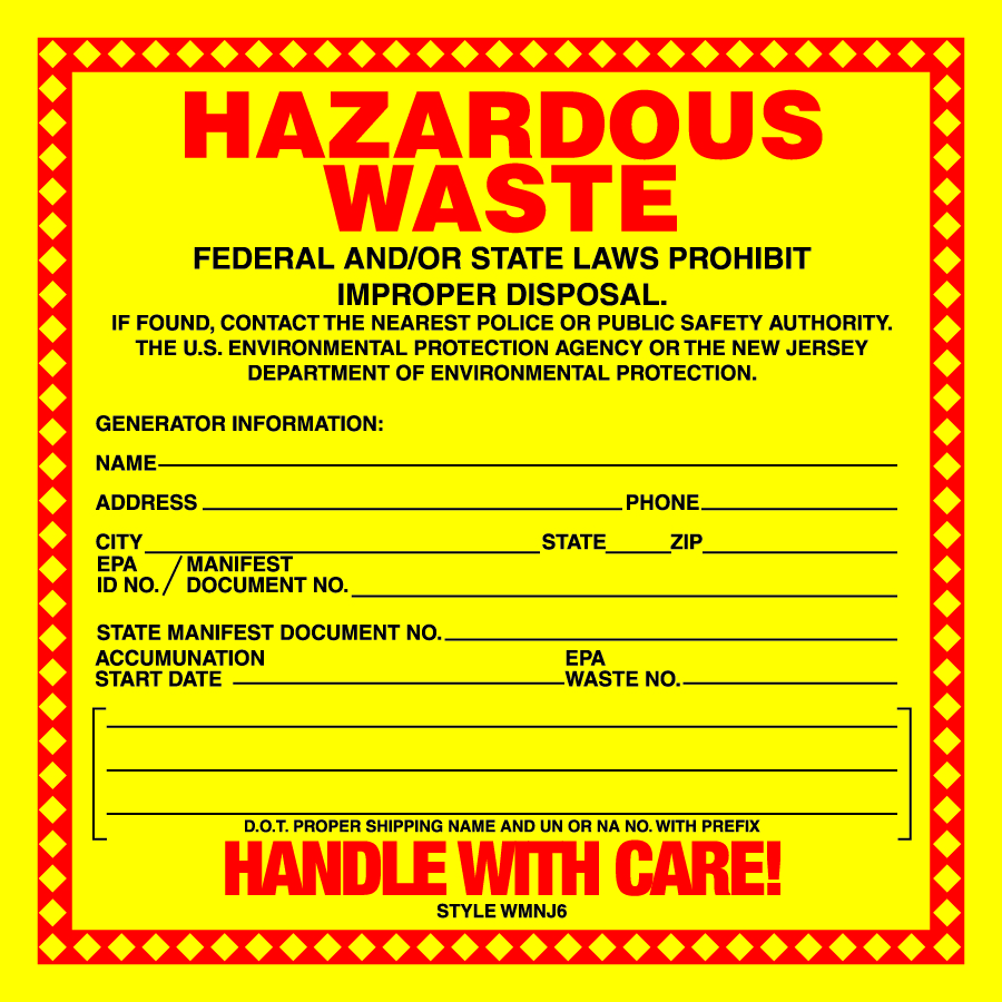 D-635 NFPA & Hazardous Waste Decal - HAZARDOUS WASTE...