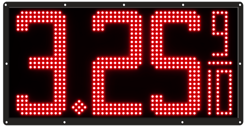 12" High DIP LED Fuel Price Sign. 30.75" x 16.5" x 0.75" Weatherproof Retrofit System Assembled Complete with Meanwell Power Supply