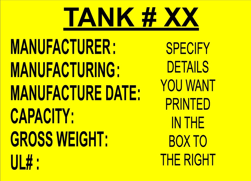 CAS10-36 - 36" x 24" Tank Information Aluminum Sign