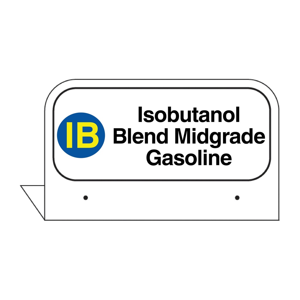 FPI-128 -  3.5" x 2.625" Fill Pipe ID Tag "Isobutanol Blend Midgrade Gasoline"