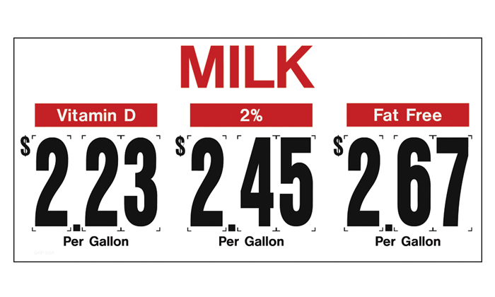 PTI-31 Pump Topper Inserts MILK PRICE..