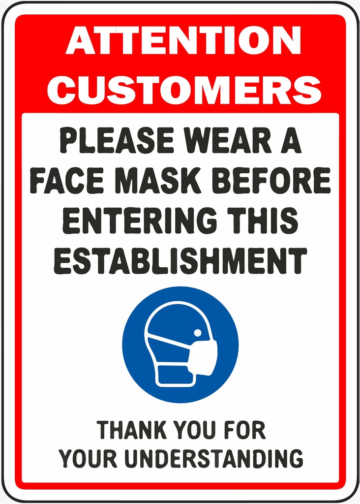 CORONAVIRUS (COVID-19) - WEAR A MASK Sign 12" W x 16" H