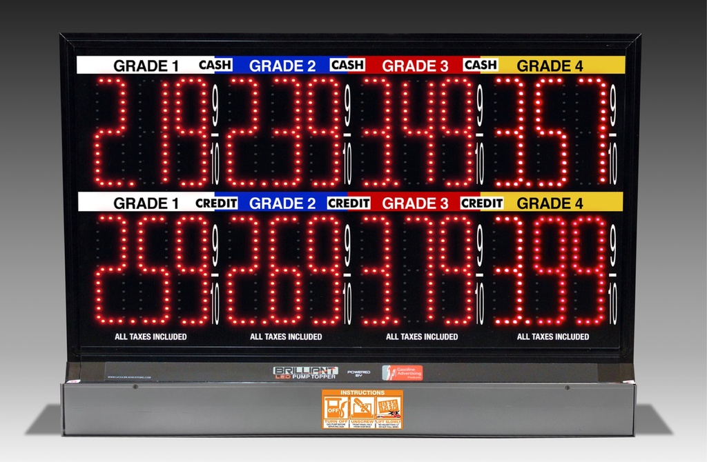 4 GRADES XL470 SERIES 2 LEVELS PUMP TOP FUEL PRICE SIGN WITH 4.75" LED DIGITS
