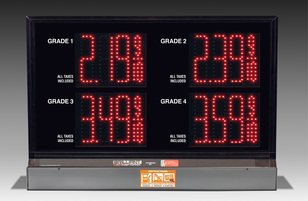 4 GRADES  XL450 SERIES PUMP TOP FUEL PRICE SIGN WITH 4.75" LED DIGITS