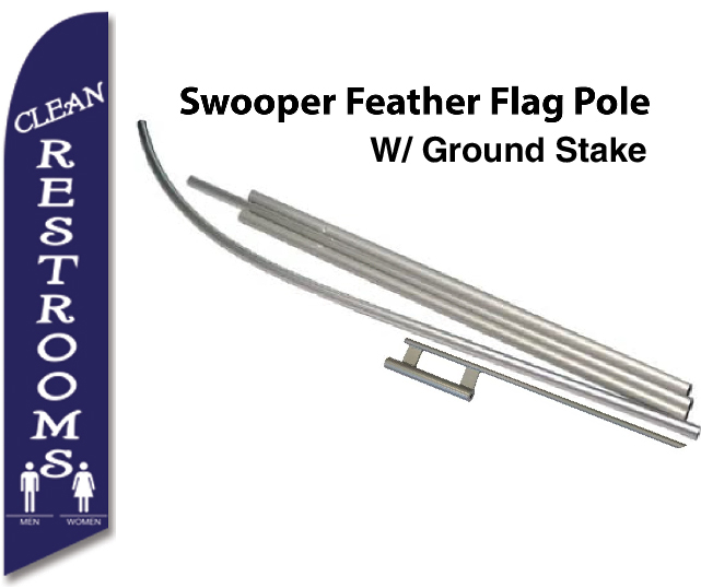 CLEAN RESTROOMS Swooper Feather Flag for Outdoor Use
