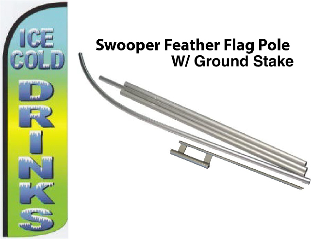 FF-312-012 - ICE COLD DRINKS Swooper Feather Flag for Outdoor Use