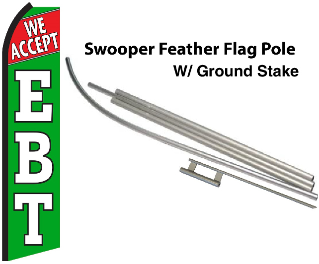 FF-312-034 - WE ACCEPT EBT Swooper Feather Flag for Outdoor Use