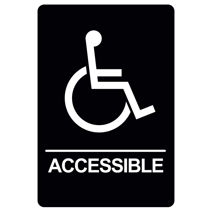[BRS-01BK] BRS-01 Restroom Sign - ACCESSIBLE (White on Black)