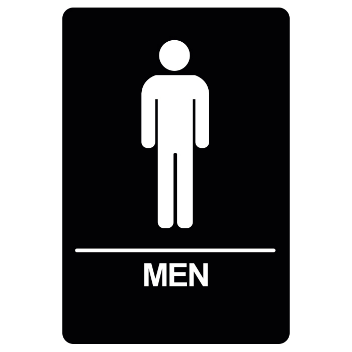 [BRS-02BK] BRS-02 Restroom Sign - MEN (White on Black)