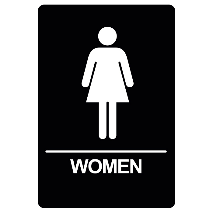 [BRS-04BK] BRS-04 Restroom Sign - WOMEN (White on Black)