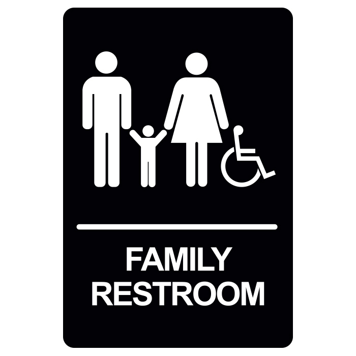[BRS-05BK] BRS-05 Restroom Sign - FAMILY RESTROOM (White on Black)