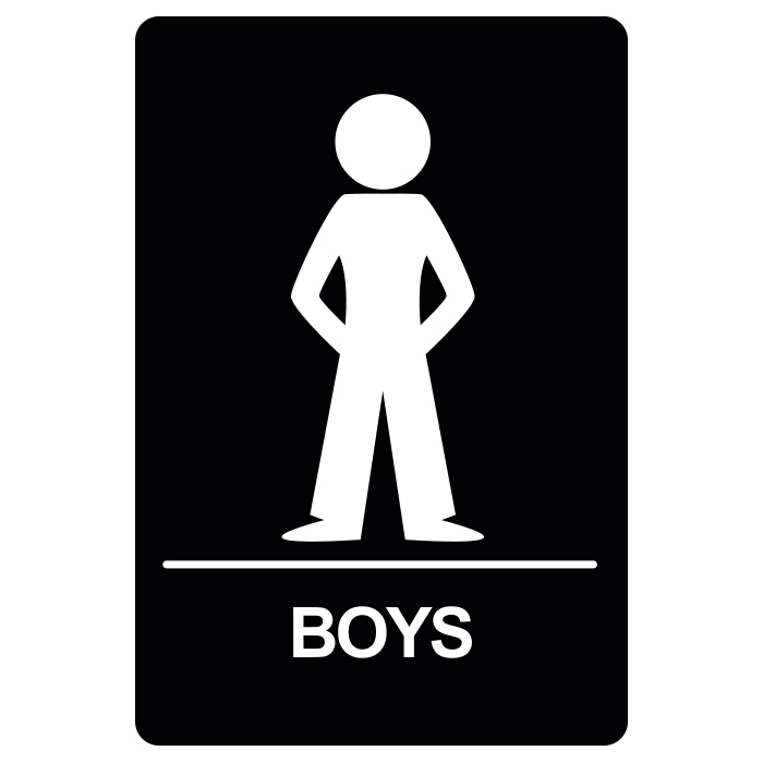 [BRS-08BK] BRS-08 Restroom Sign - BOYS (White on Black)