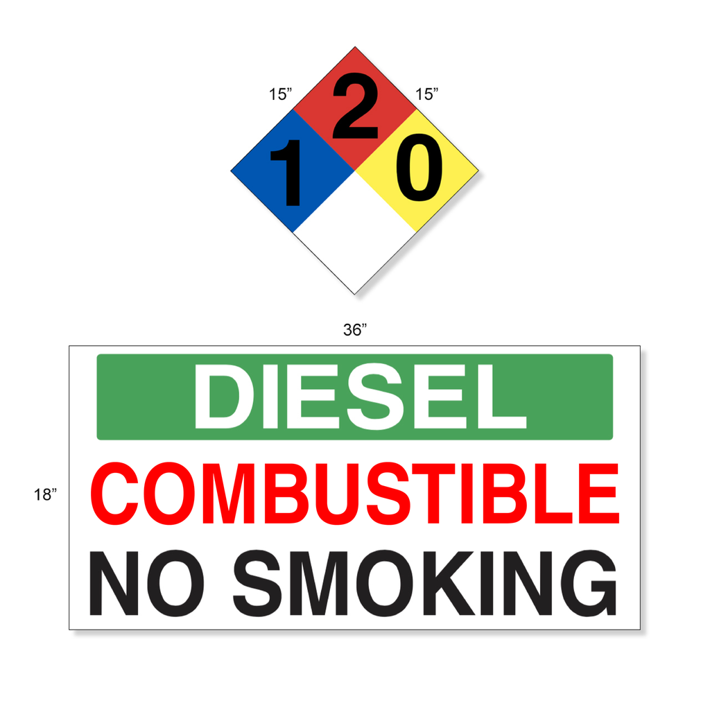 AST Diesel High Performance Graphic Kit - 4 ea. - 15"w x 15"h D.O.T. Decal (HPD-15NFPA-DSL) 4 ea. - 36"w x 18"h Diesel Decal (HPD-1802) - 3M Decal with Lamination