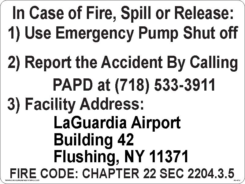 AS-61D - 16" x 12" Metal - In Case of Fire, Spill or Release. - Black on White Aluminum Sign