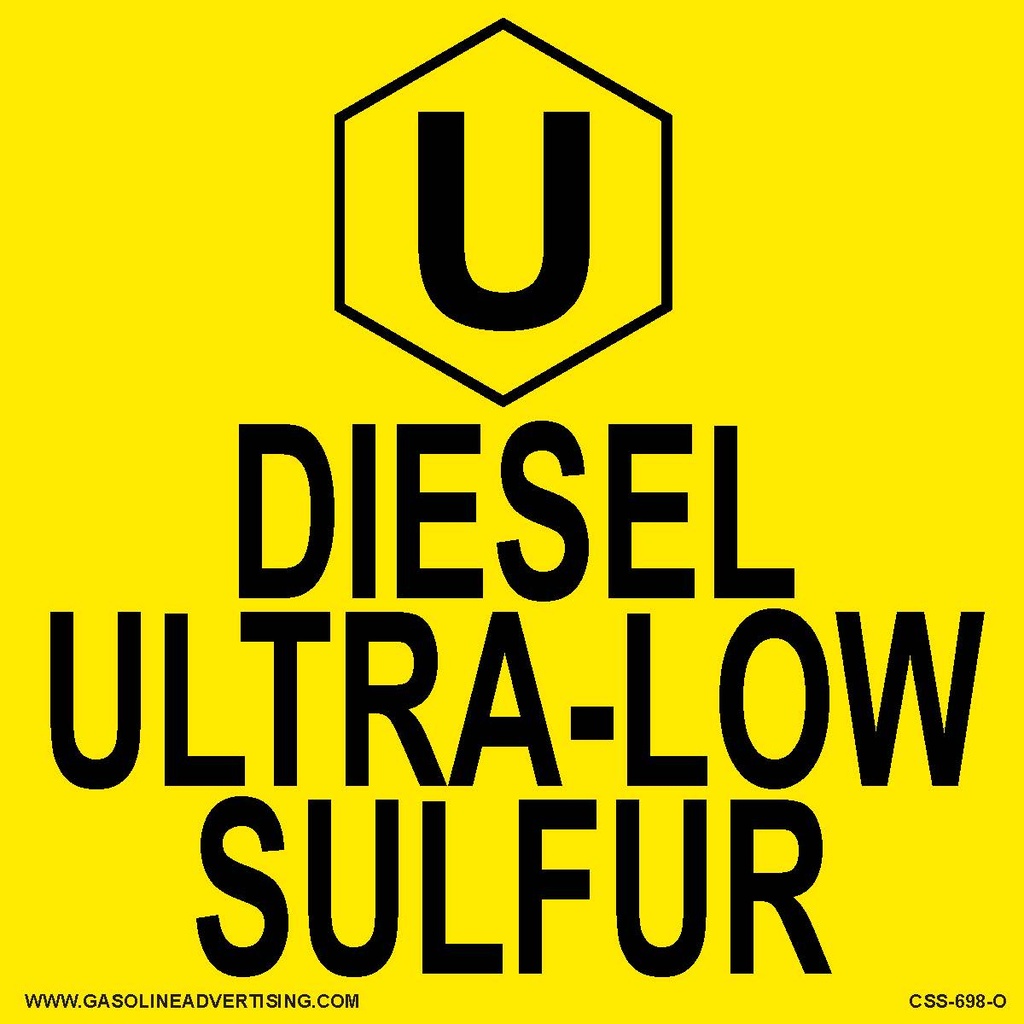CSS-698-O - 6"W x 6"H - API Color Coded Styrene Sign - ON-ROAD ULSD B20% BIODIESEL