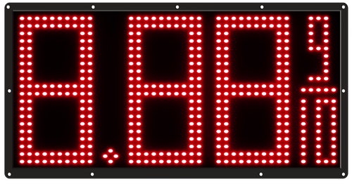 8" High DIP LED Fuel Price Sign. 24" x 12" x 0.75" Weatherproof Retrofit System Assembled Complete with Meanwell Power Supply