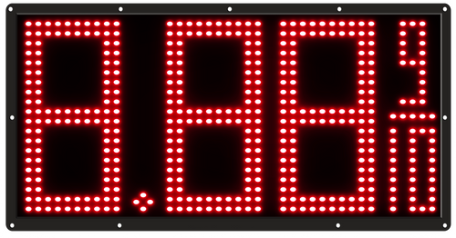 10" High DIP LED Fuel Price Sign. 25.25" x 13.5" x 0.75" Weatherproof Retrofit System Assembled Complete with Meanwell Power Supply