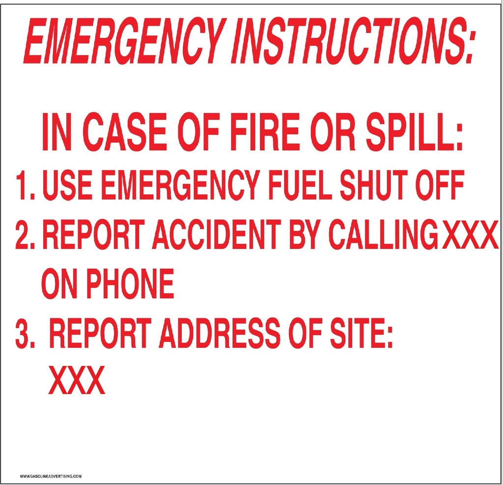 CVD-66-EI - 6"W x 6"H EMERGENCY INSTRUCTIONS: Decal