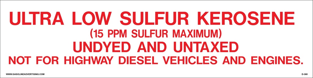 D-360 - Pump Ad. Panel Decal - ULTRA LOW SUL...