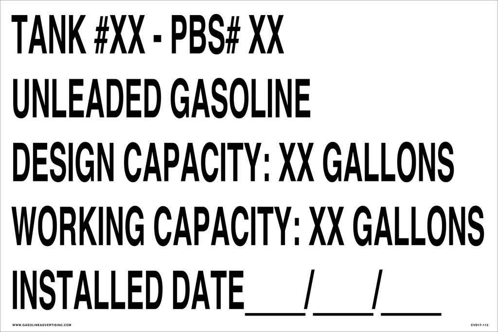 CVD17-112 - 24"W x 16"H - TANK INFO Decal