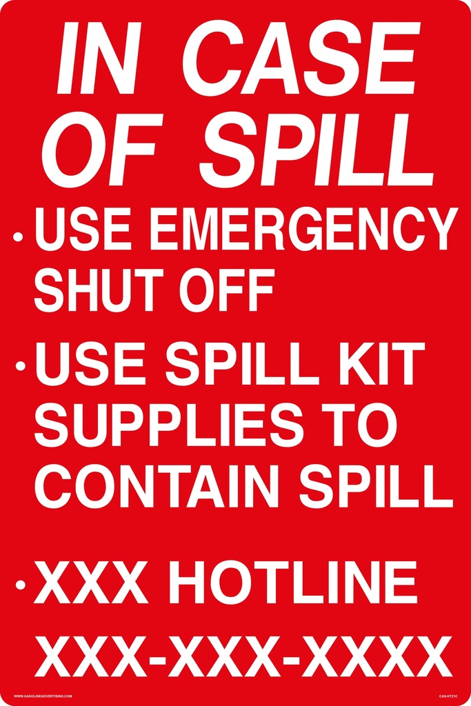 CAS-HTZ1-C - 16" x 24" Metal - Emergency Procedures