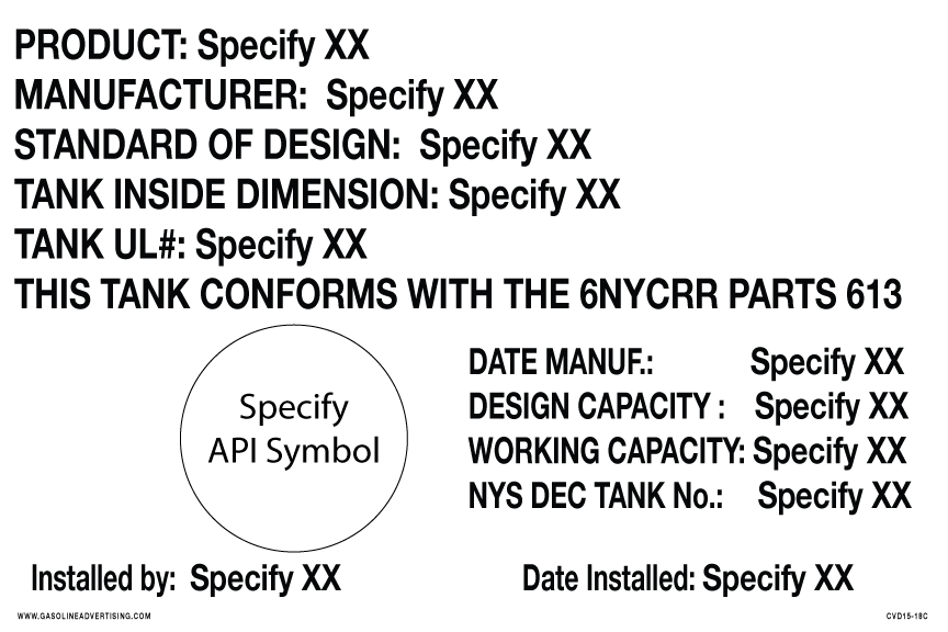 CVD15-18C - 12" X 8" Tank Capacity Info with API Symbol