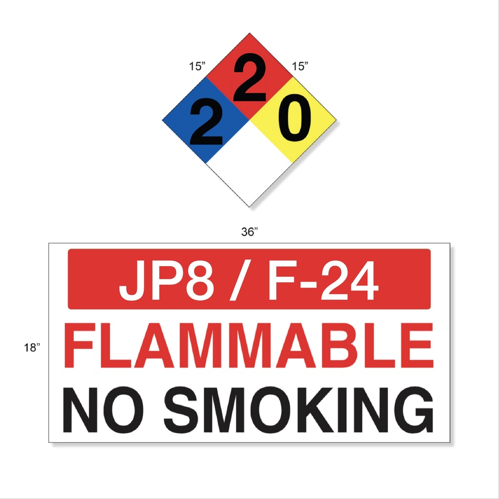 AST JP-8 / F24 High Performance Graphic Set - 4 Each NFPA & Tank Decal