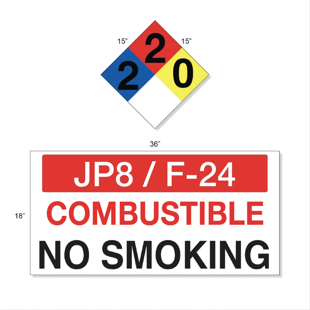 AST JP-8 / F24 High Performance Graphic Set - 4 Each NFPA & Tank Decal