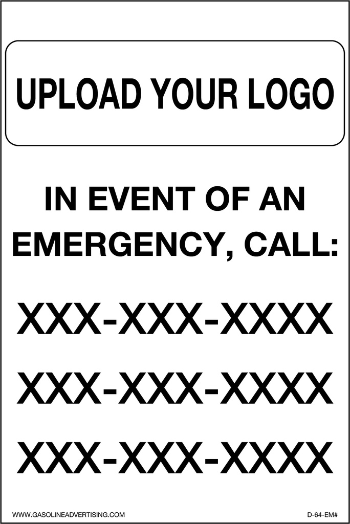 D-64-EM# - 4"W X 6"H - Emergency Number Decal (Pack of 100)