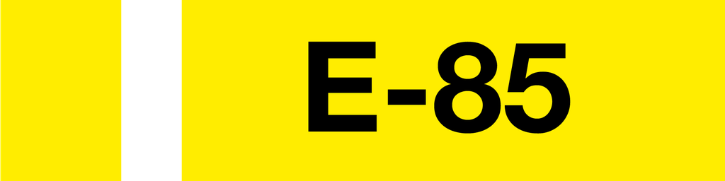 CAS-246-E85 - 24" X 6" "E-85" 3" high letters w/ 4" Yellow band; 2" white band w/ 2"- Black letters on Yellow background - Aluminum Sign