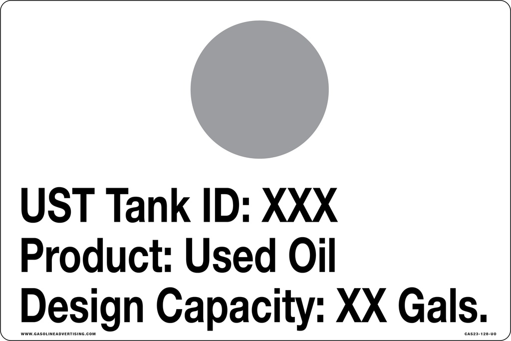 CAS23-128-UO - 12"W X 8"H - Metal - Tank Capacity Sign