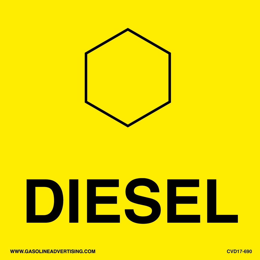 CVD17-690 6" x 6" "DIESEL" B/Y API Color Coded Custom Decal