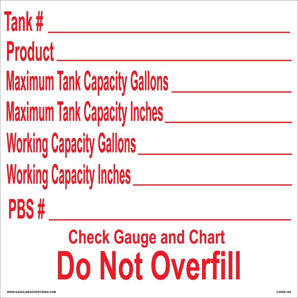 CVD09-184C - 12"W X 12"H - TANK #... Decal