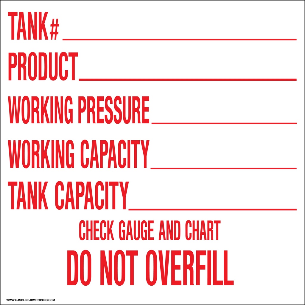 D-840-P - 12.0"W X 12"H - AST & Bulk Fuel Plant Decal - TANK#...