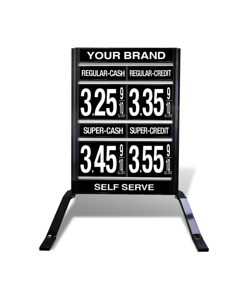 2 GRADES VXS220 SERIES CASH/CREDIT FUEL PRICE SIGN WITH 12" FLIP DIGITS VERSA DISPLAY - FREESTANDING - CURB STAND - MONUMENT STYLE