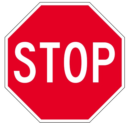 RTS-22-3MM - Stop Sign - 30" X 30" "STOP" Reflective Sign White letters on Red - .125" Aluminum Clear Anodic Finish with Reflective Vinyl