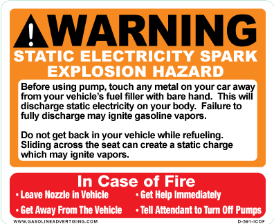 D-591-ICOF Fueling Instruction - WARNING... In Case of Fire.. Decal