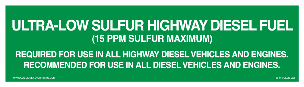 D-144-ULSD-WG - 14"W X 4"H - ULTRA LOW SULFUR DIESEL Decal