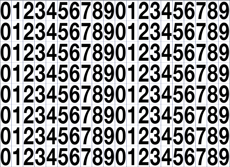 D-811-#0-9-BW - 11"W X 8"H - #'s 0 - 9 - .55"w x 1"h Decal