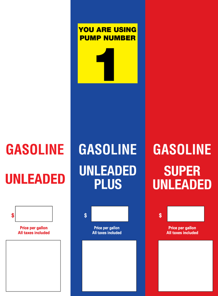 DG9-PO31B-PN Brand Panel - Gasoline Unleaded - Unleaded Plus - Super Unleaded with Pump Number without Totalizer