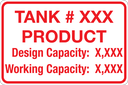 CAS-128-TC - 12.0"W X 8"H - Tank # - Product - Design and Working Capacity - Red on White background Aluminum Sign
